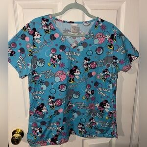 Disney Minnie Mouse 3 Pocket Scrubs Shirt Medium